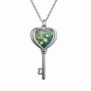 Water Lilies 1 Heart Shaped Key Necklace