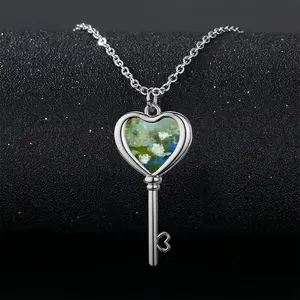 Water Lilies 1 Heart Shaped Key Necklace