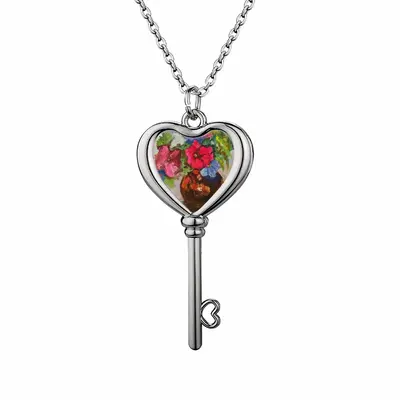 Red And Blue Heart Shaped Key Necklace