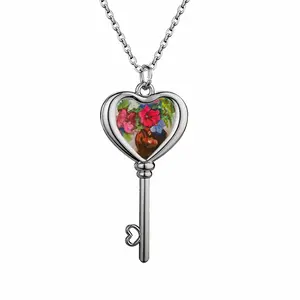 Red And Blue Heart Shaped Key Necklace