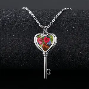 Red And Blue Heart Shaped Key Necklace