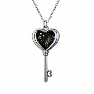 Dancing Cells K Heart Shaped Key Necklace