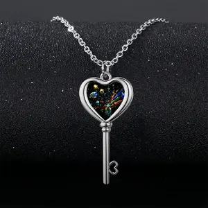 Dancing Cells K Heart Shaped Key Necklace