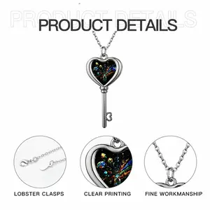 Dancing Cells K Heart Shaped Key Necklace