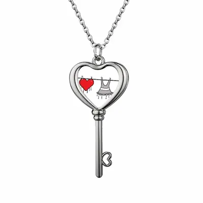 Drying Love Heart Shaped Key Necklace