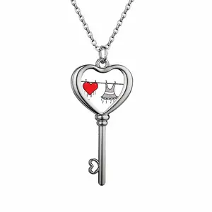 Drying Love Heart Shaped Key Necklace