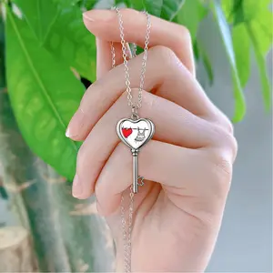 Drying Love Heart Shaped Key Necklace