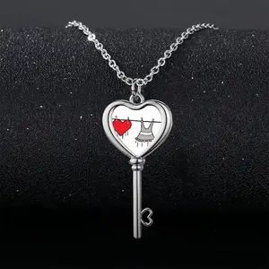 Drying Love Heart Shaped Key Necklace