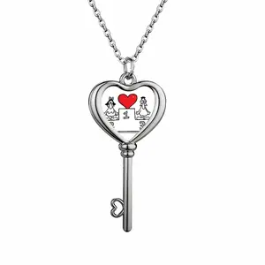 Love Is The Champion Heart Shaped Key Necklace