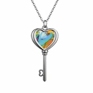 In Turquoise Heart Shaped Key Necklace