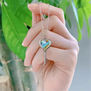 In Turquoise Heart Shaped Key Necklace