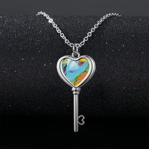 In Turquoise Heart Shaped Key Necklace