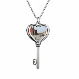 Lady In Red Square Heart Shaped Key Necklace