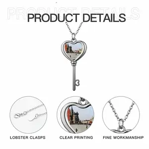 Lady In Red Square Heart Shaped Key Necklace