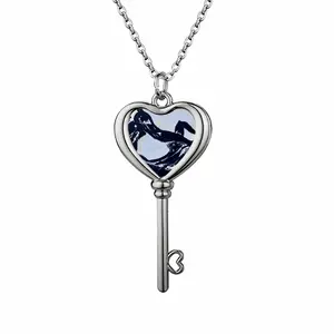 Wildness In Bw Heart Shaped Key Necklace