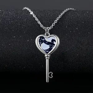 Wildness In Bw Heart Shaped Key Necklace