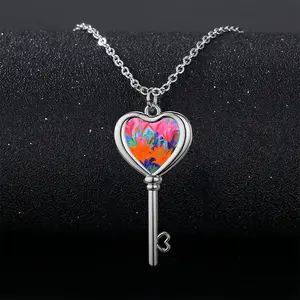 The Light Of My Lilies Heart Shaped Key Necklace