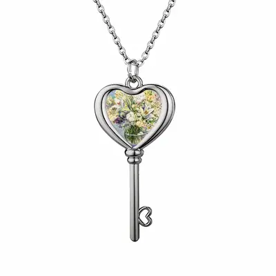 Summer Flowers Heart Shaped Key Necklace