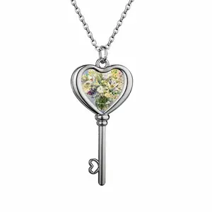 Summer Flowers Heart Shaped Key Necklace