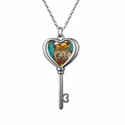 Fake Humanity Heart Shaped Key Necklace