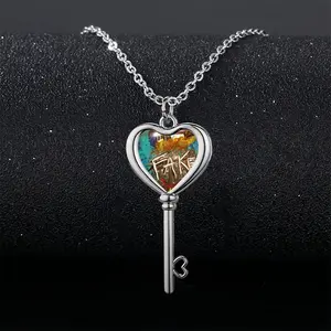 Fake Humanity Heart Shaped Key Necklace