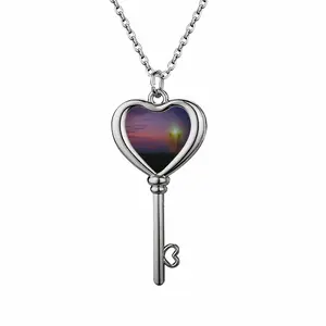 Colourful Evening From Duncansby Lighthouse Heart Shaped Key Necklace