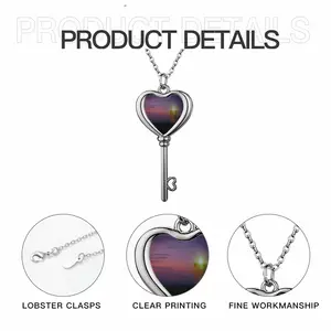 Colourful Evening From Duncansby Lighthouse Heart Shaped Key Necklace