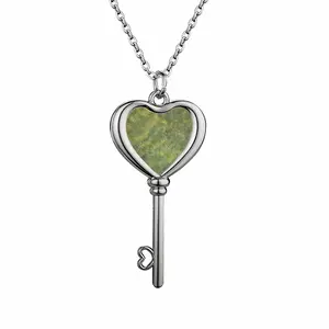 Hammered Green Heart Shaped Key Necklace