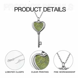 Hammered Green Heart Shaped Key Necklace