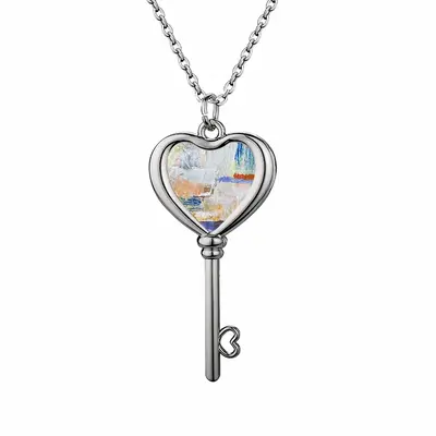 Mixed Media White Heart Shaped Key Necklace