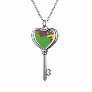 Green Woman Heart Shaped Key Necklace