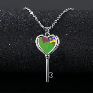 Green Woman Heart Shaped Key Necklace