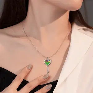 Green Woman Heart Shaped Key Necklace