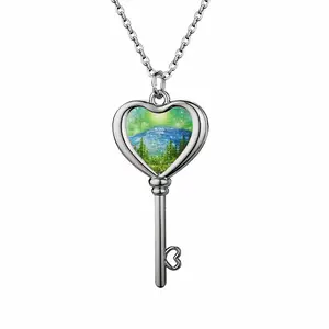 Mysterious Full Moon Heart Shaped Key Necklace