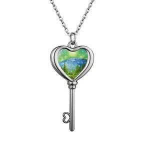 Mysterious Full Moon Heart Shaped Key Necklace