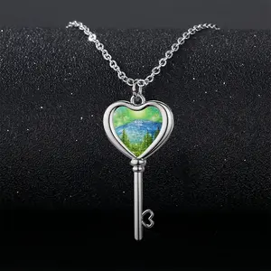 Mysterious Full Moon Heart Shaped Key Necklace