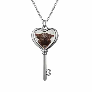 Bull - Red Bull Taurus Animals Buffalo Wild Heart Shaped Key Necklace