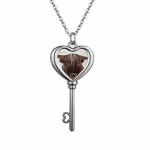 Bull - Red Bull Taurus Animals Buffalo Wild Heart Shaped Key Necklace