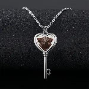 Bull - Red Bull Taurus Animals Buffalo Wild Heart Shaped Key Necklace