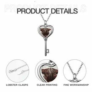 Bull - Red Bull Taurus Animals Buffalo Wild Heart Shaped Key Necklace