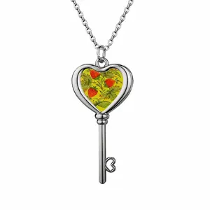 Raspberry Heart Shaped Key Necklace