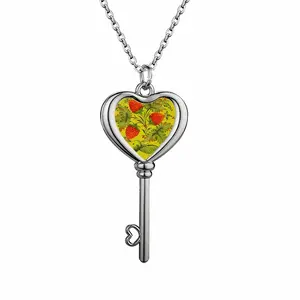 Raspberry Heart Shaped Key Necklace