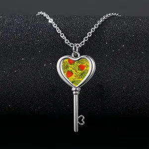 Raspberry Heart Shaped Key Necklace