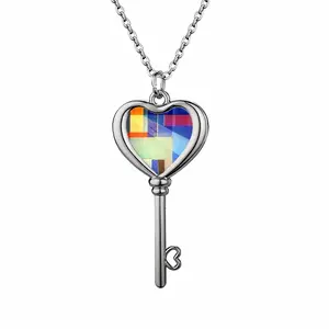 Blue House Heart Shaped Key Necklace