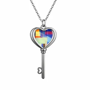 Blue House Heart Shaped Key Necklace