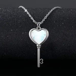 Merging Souls Heart Shaped Key Necklace