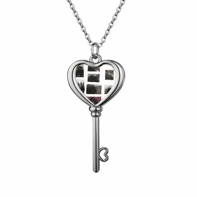 Printed Press Heart Shaped Key Necklace