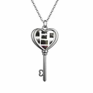 Printed Press Heart Shaped Key Necklace