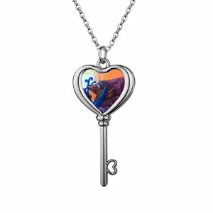 Glowing Orb Wizard Heart Shaped Key Necklace