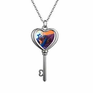 Glowing Orb Wizard Heart Shaped Key Necklace